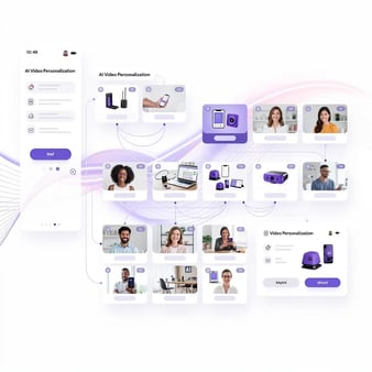 AI video personalization workflow visualization showing automated video generation for B2B outbound sales campaigns