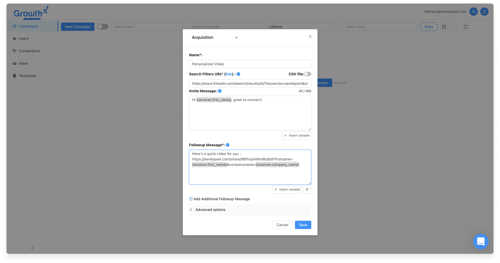 Send Videos in Growth-X