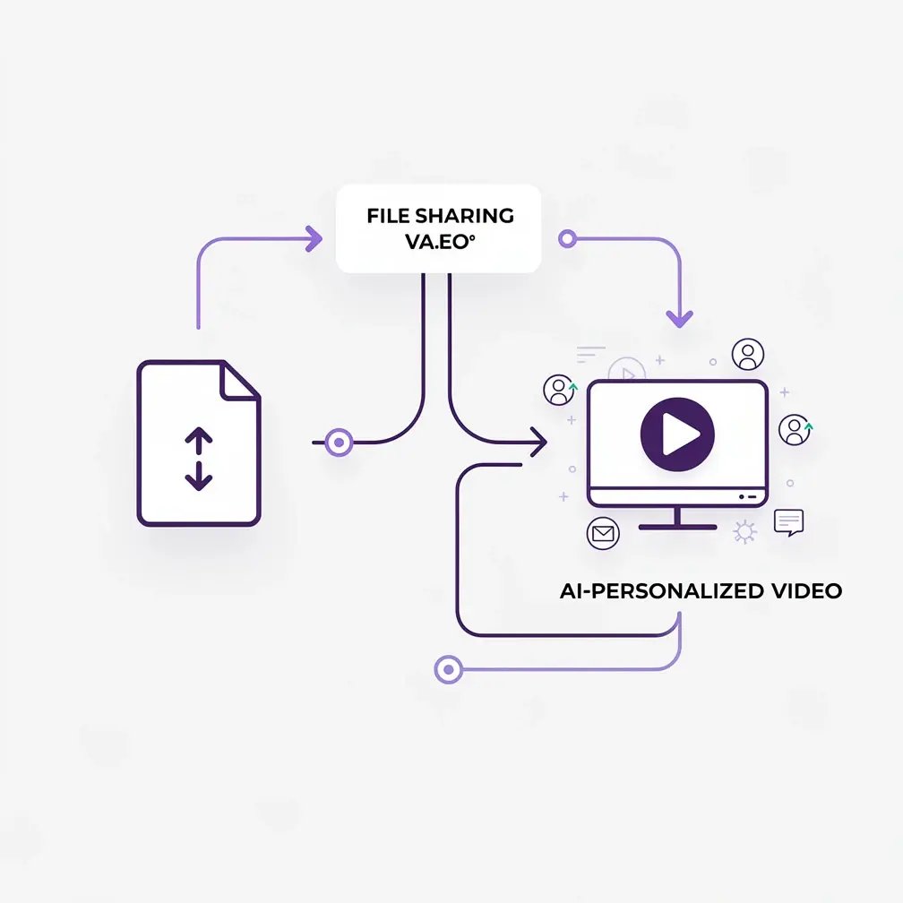 Decision framework diagram showing the choice between Jumpshare file sharing and an AI video personalization platform for sales