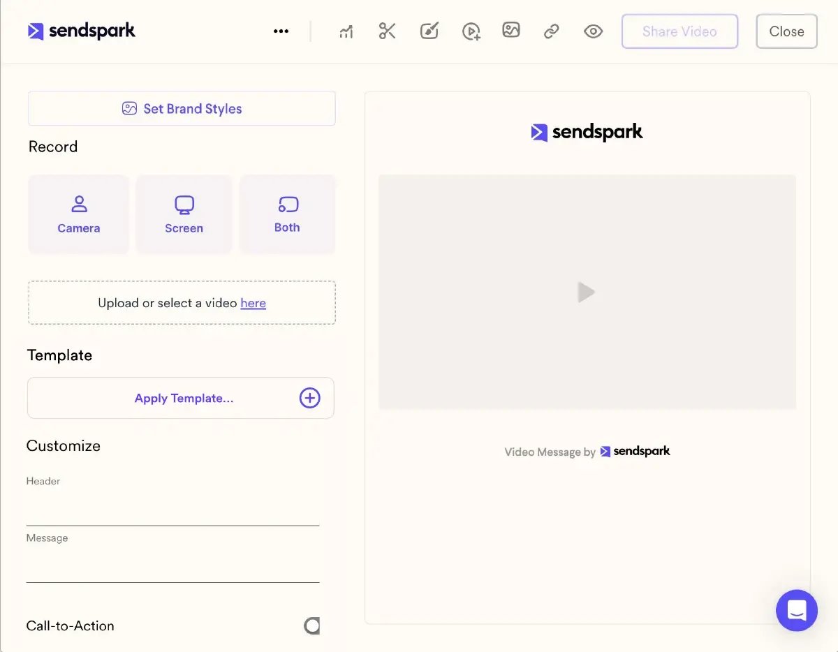 Sendspark video email template selection screen — choose from pre-built personalized video email templates for cold outreach, follow-up, and re-engagement campaigns