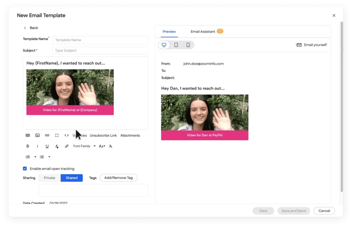 Video Email in Engage