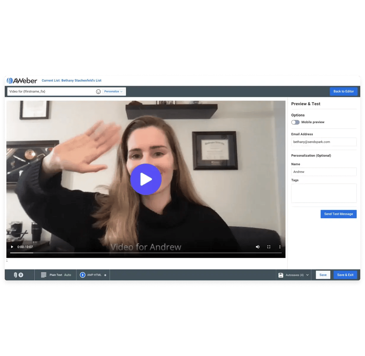 Video in Aweber